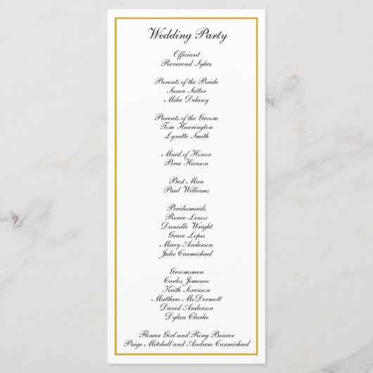Elegant Formele Monogram Gold Wedding Programmakaart (Achterkant)