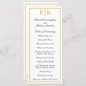 Elegant Formele Monogram Gold Wedding Programmakaart (Voorkant / Achterkant)
