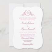 Elegant Formele Monogram Mauve Pink Wedding Kaart (Voorkant)