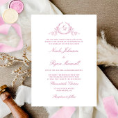 Elegant Formele Monogram Mauve Pink Wedding Kaart