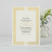 Elegant Formele Monogram Weddenschap Gold Foil Inv Folie Uitnodiging (Staand Voorkant)