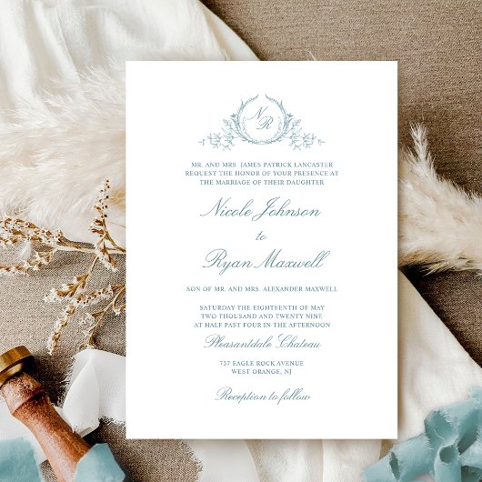 Elegant Formele Monogram Zee Glass Wedding Kaart