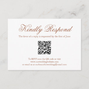 Elegant Formele QR Code Terracotta Wedding RSVP Kaartje