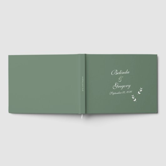 Elegant Formele Salie Olijf Groen Script Bruiloft Gastenboek (Volledig)