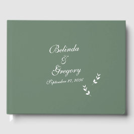 Elegant Formele Salie Olijf Groen Script Bruiloft Gastenboek