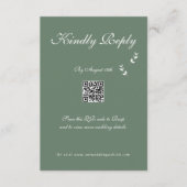 Elegant Formele Salie Olijf Groen Script Bruiloft Informatiekaartje (Voorkant)