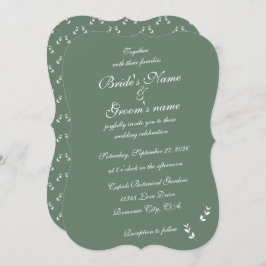 Elegant Formele Salie Olijf Groen Script Bruiloft Kaart