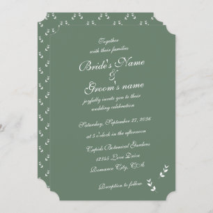 Elegant Formele Salie Olijf Groen Script Bruiloft Kaart