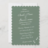 Elegant Formele Salie Olijf Groen Script Bruiloft Kaart (Voorkant)