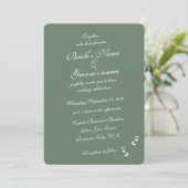 Elegant Formele Salie Olijf Groen Script Bruiloft Kaart (Staand voorkant)
