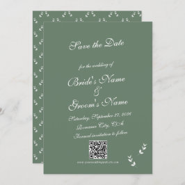 Elegant Formele Salie Olijf Groen Script Bruiloft Save The Date