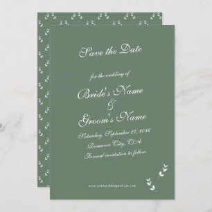 Elegant Formele Salie Olijf Groen Script Bruiloft Save The Date