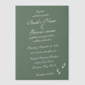 Elegant Formele Salie Olijf Groen Script Bruiloft Vellum Uitnodigingen (Voorkant)