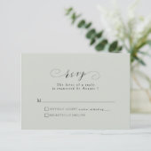 Elegant formele scriptpagina groene RSVP-kaart RSVP Kaartje (Staand voorkant)
