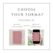 Elegant Formele Stoffige Roze Virtuele Bruiloft Kaart