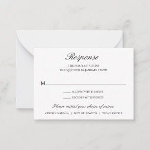 Elegant Formele Traditional Wedding Mini RSVP-kaar Notitiekaartje