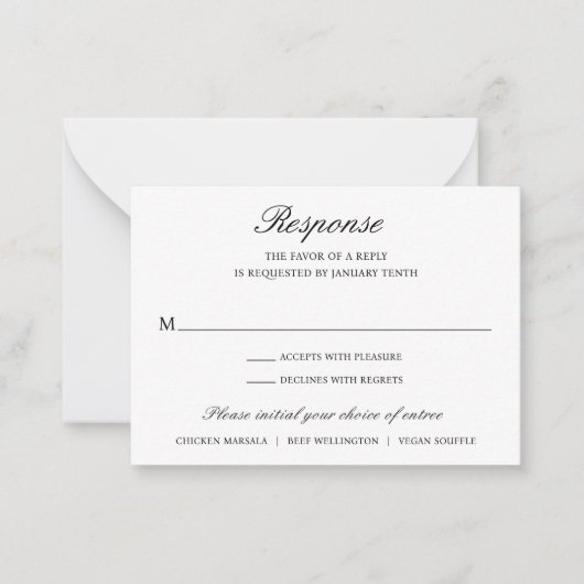 Elegant Formele Traditional Wedding Mini RSVP-kaar Notitiekaartje (Voorkant)