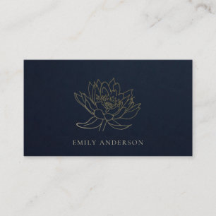 ELEGANT FORMELE TRENDY NAVY FAUX GOLD LOTUS FLORAL VISITEKAARTJE