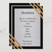 Elegant Formele uitnodiging voor zwart, wit en gou (Voorkant / Achterkant)