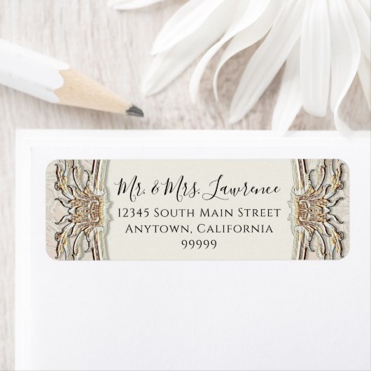 Elegant Formele Victoriaans Ivoor en Gouden Bruilo Etiket (Insitu)