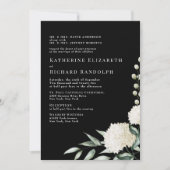 Elegant Formele Zwart & Wit Bloemen Bruiloft Kaart (Voorkant)