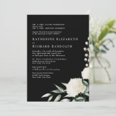 Elegant Formele Zwart & Wit Bloemen Bruiloft Kaart (Staand voorkant)