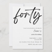 Elegant Forty 40th Birthday Invitation Card Kaart (Voorkant)