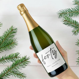 Elegant Forty Birthday Champagne Label Sparkling Wijnetiket