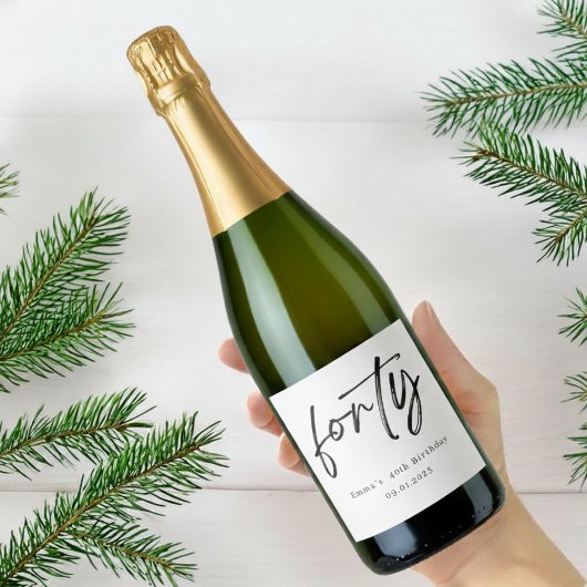 Elegant Forty Birthday Champagne Label Sparkling Wijnetiket