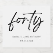 Elegant Forty Birthday Champagne Label Sparkling Wijnetiket (Enkel label)