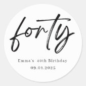 Elegant Forty Birthday Party Stickers (Voorkant)