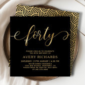 Elegant Forty Gold Script Zwart 40ste verjaardag Kaart