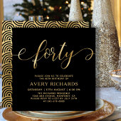 Elegant Forty Gold Script Zwart 40ste verjaardag Kaart