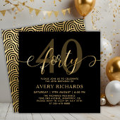 Elegant Forty Gold Script Zwart 40ste verjaardag Kaart