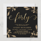 Elegant Forty Script Goud Zwart 40e Verjaardag Kaart (Voorkant)