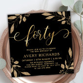 Elegant Forty Script Goud Zwart 40e Verjaardag Kaart