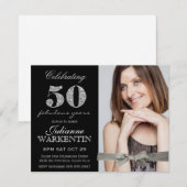 Elegant Foto 50th Birthday Celebration Kaart (Voorkant / Achterkant)