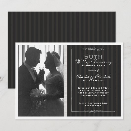 Elegant Foto 50th Wedding Jubileum Party Kaart (Voorkant / Achterkant)
