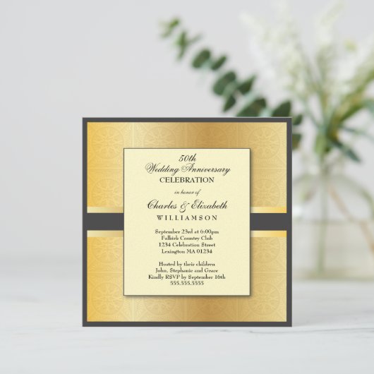 Elegant Foto 50th Wedding Jubileum Party Kaart (Staand voorkant)