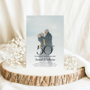 Elegant Foto 50th Wedding Jubileum Party Kaart