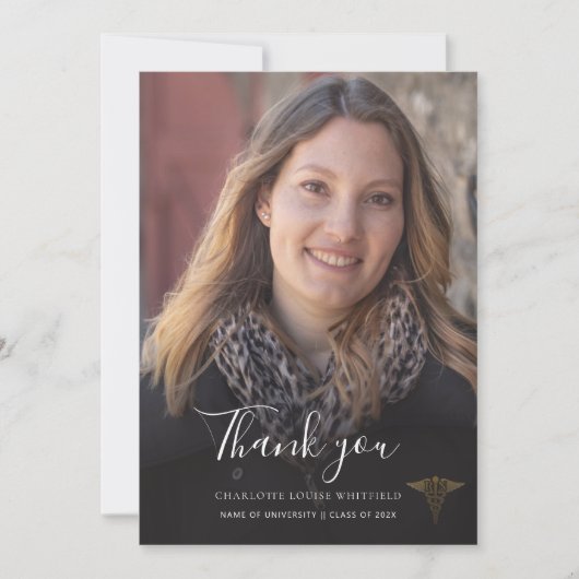 Elegant Foto Afstuderen 2025 Nurse Pinning Bedankkaart (Voorkant)