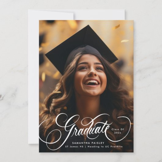 Elegant foto Afstuderen | Klasse van 2025 Aankondiging (Voorkant)