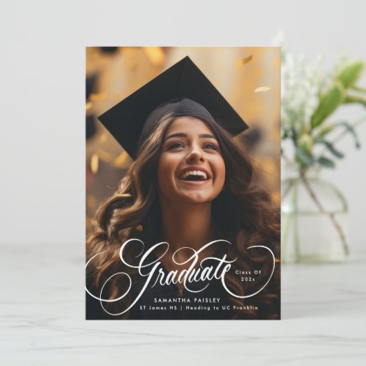 Elegant foto Afstuderen | Klasse van 2025 Aankondiging (Staand voorkant)