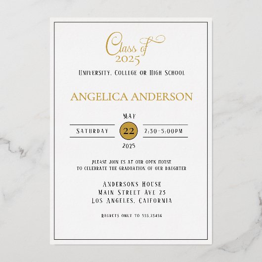 Elegant foto-Afstuderen script Folie Uitnodiging (Achterkant)