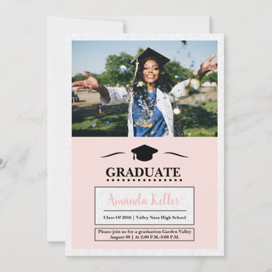 Elegant foto Afstuderen uitnodiging (Voorkant)