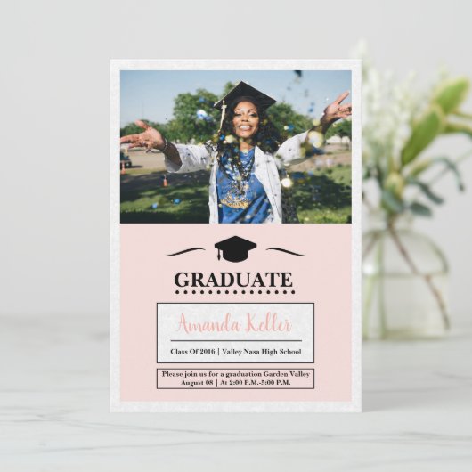 Elegant foto Afstuderen uitnodiging (Staand voorkant)