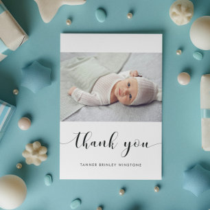 Elegant foto Baby shower Bedankkaart