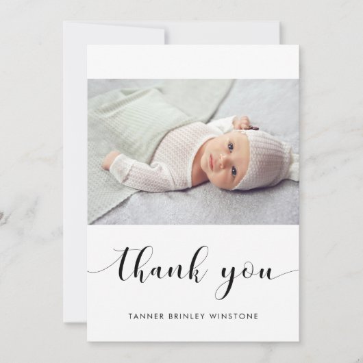 Elegant foto Baby shower Bedankkaart (Voorkant)