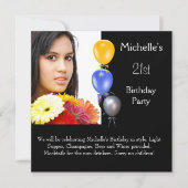 Elegant foto-ballonnen 21ste verjaardag kaart (Voorkant)