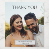 Elegant Foto: Bedankt voor je huwelijk Wijn Etiket (Enkel label)